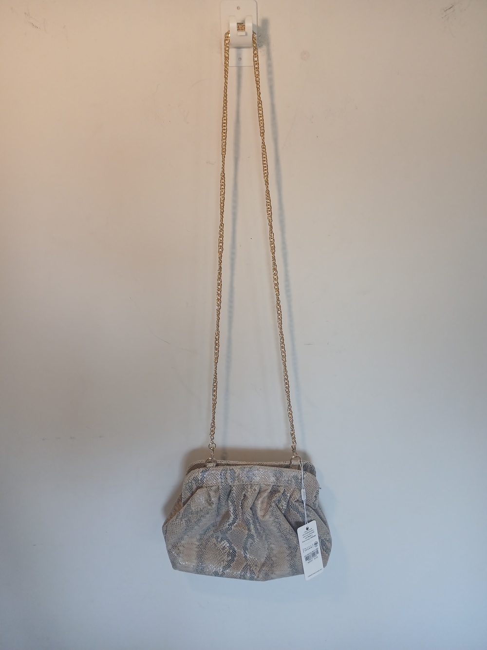 Urban Expressions Vegan Snake-Print Crossbody in Beige and Black with Gold Chain - Picture 14 of 14